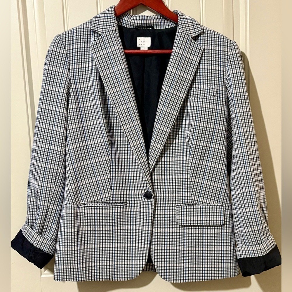 a new day Blue/Black/White Single Button Blazer - Picture 4 of 11